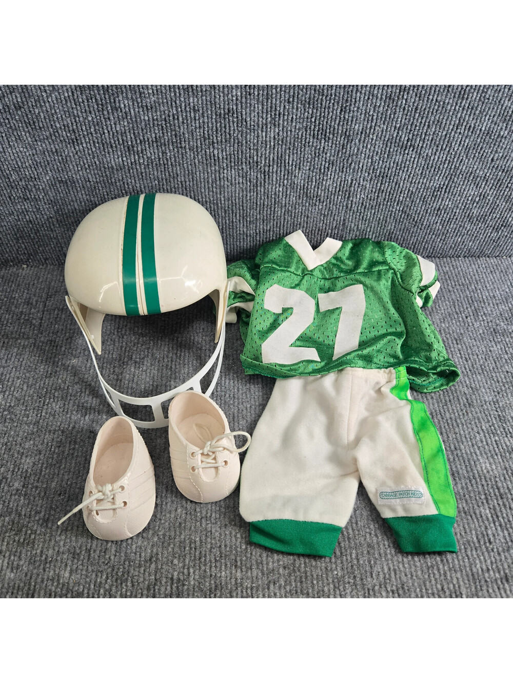 Cabbage Patch Kids 1980s Football Outfit Jersey Pants Helmet Shoes Green White